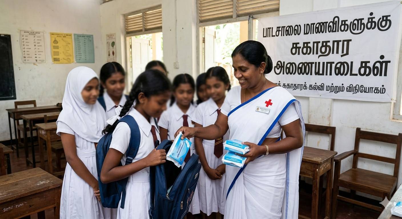பாடசாலை மாணவிகளுக்கு சுகாதார அணையாடைகள்