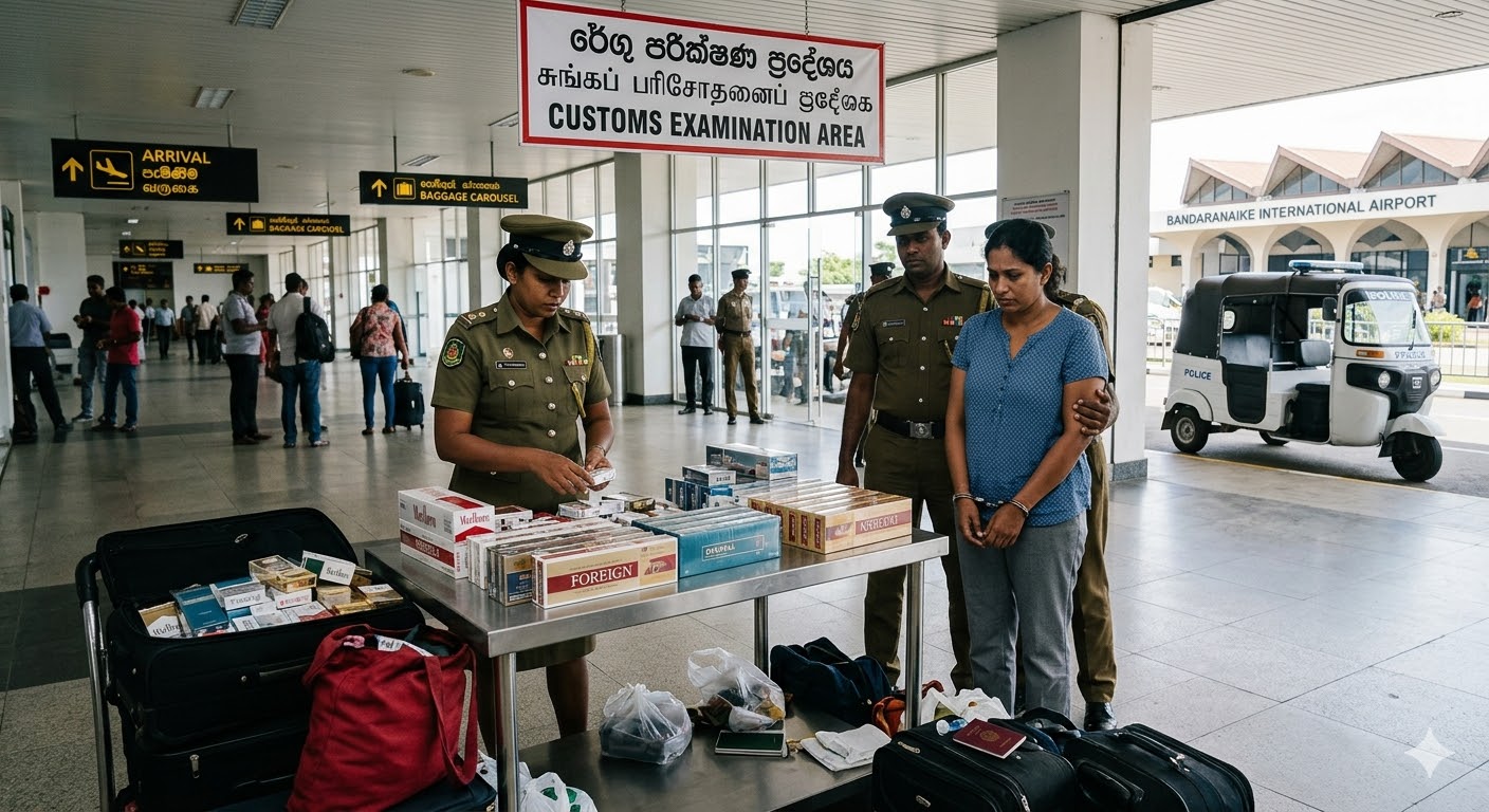 வெளிநாட்டு சிகரெட்டுகளுடன் பெண்ணொருவர் கைது