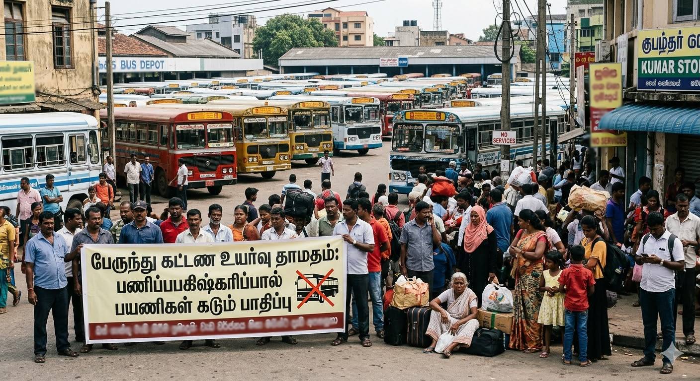 பேருந்து சேவைகள் நிறுத்தம் ; மக்கள் அவதி