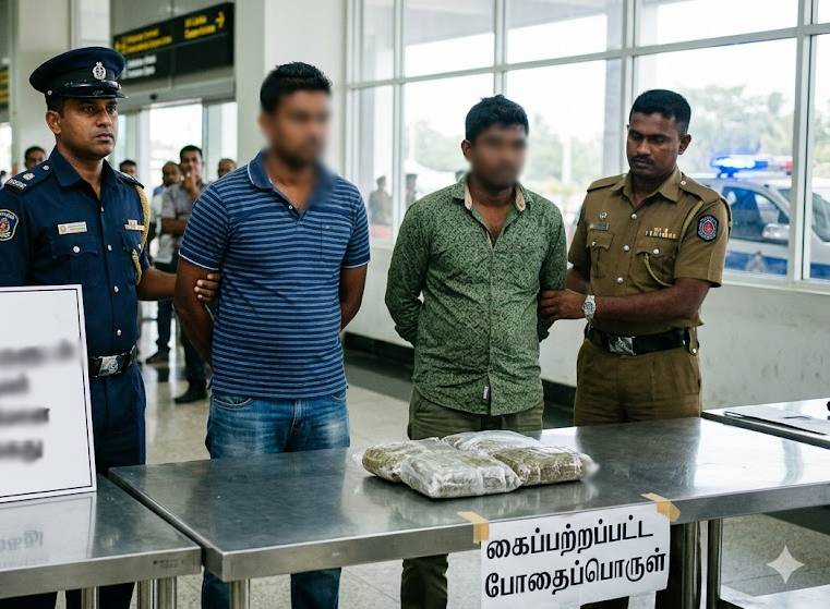 கட்டுநாயக்க விமான நிலையத்தில் போதைப்பொருள் பறிமுதல் ; இருவர் கைது