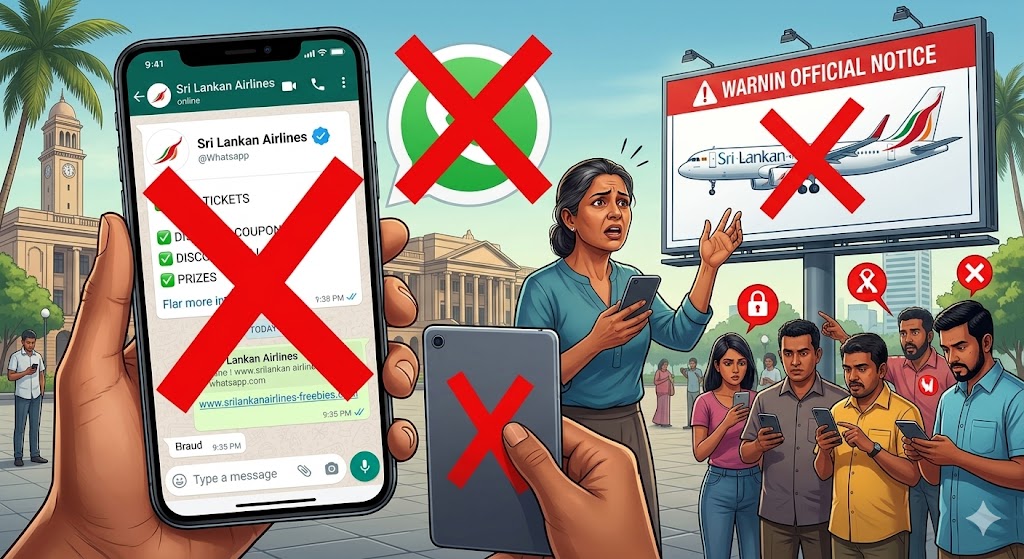 “Srilankan Airlines” பெயரில் வாட்ஸ்அப் மோசடி ; பொதுமக்களுக்கு எச்சரிக்கை